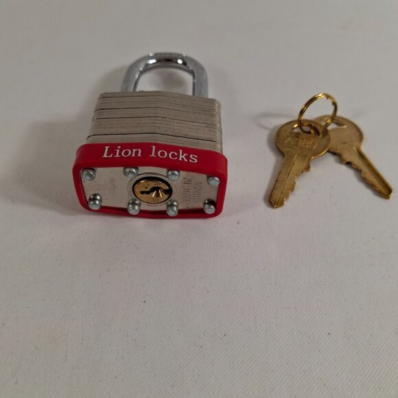 Lion Lock Keyed-Alike Padlock w/ 1.25" Shackle, 2 Keys Hardened Steel Case - Picture 7 of 16